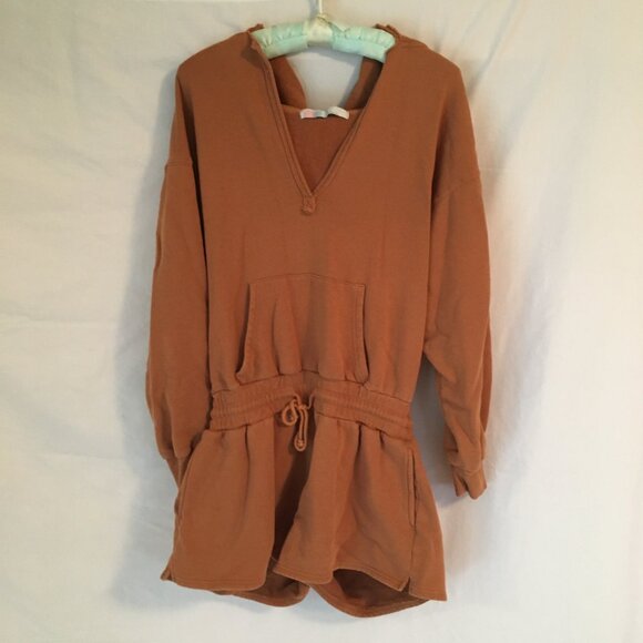 Free People Beach Kickin’ It Hooded Romper Bright Cider color Size Medium - Picture 3 of 14